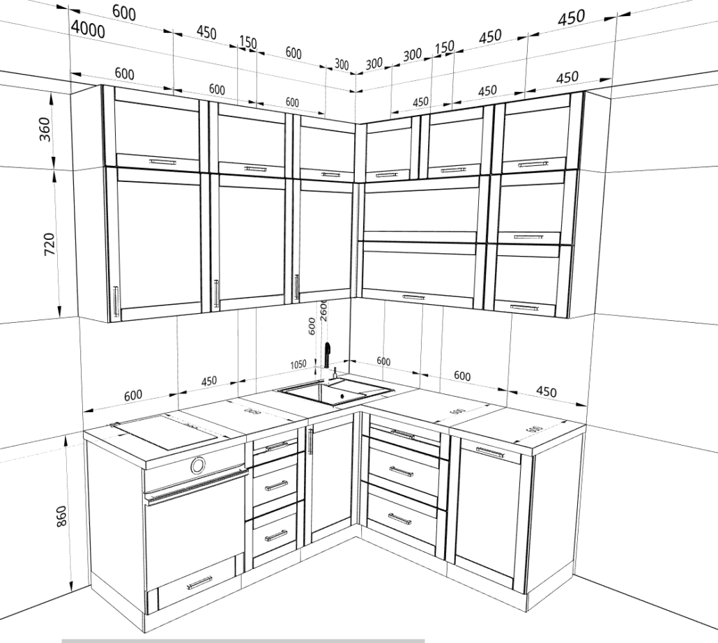 готовые чертежи угловой кухни